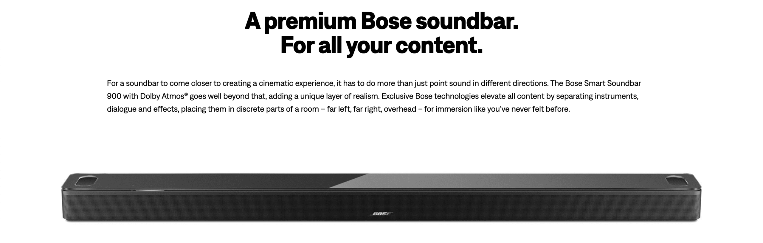 Bose Soundbar 900 Dolby Atmos + Bose Bass Module 700 + Bose Surround Speakers